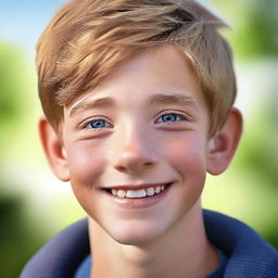 A high-quality, photorealistic digital art image depicts a charming 14-year-old Australian boy named Archie