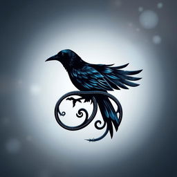 A striking symbol that blends a crow and a triskelion, showcasing the elegant silhouette of the crow's wings seamlessly integrated into the flowing curves of the triskelion's three spirals