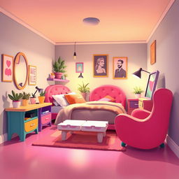 A 2D bedroom design for a one-on-one setting in the style of the game IncredyBox