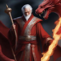 This high-quality digital art piece illustrates a wealthy mage with dragon magic and grey skin