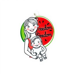 A stylized drawing of a mother with her daughter and baby son, all faces smiling brightly, embodying warmth and love