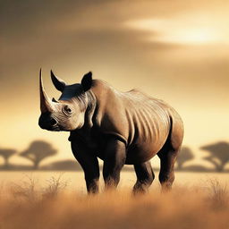 This is a high-quality digital art image of a black rhino