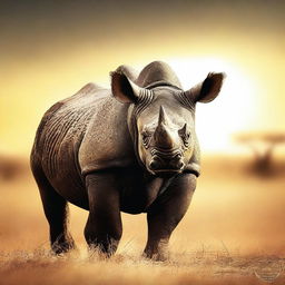 This is a high-quality digital art image of a black rhino