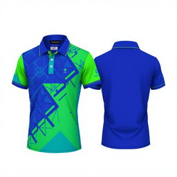 A stylish polo shirt design featuring vibrant colors and intricate patterns