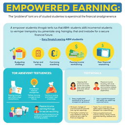An informative and visually appealing infographic titled 'Empowered Earning' that supports financial independence among ABM (Accountancy, Business, and Management) students