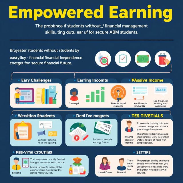 An informative and visually appealing infographic titled 'Empowered Earning' that supports financial independence among ABM (Accountancy, Business, and Management) students