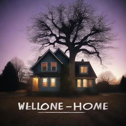 A chilling 'Welcome Home' scene set at twilight, captured in a high-quality photograph