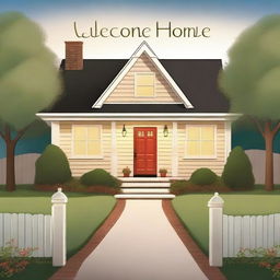 A warm 'Welcome Home' scene depicted in a high-quality digital art image