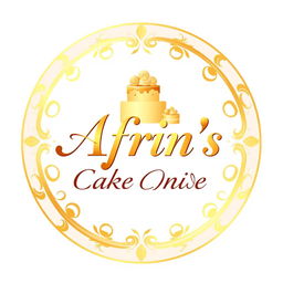 A luxurious and attractive round logo design for a bakery named 'Afrin's Cake Canvas'