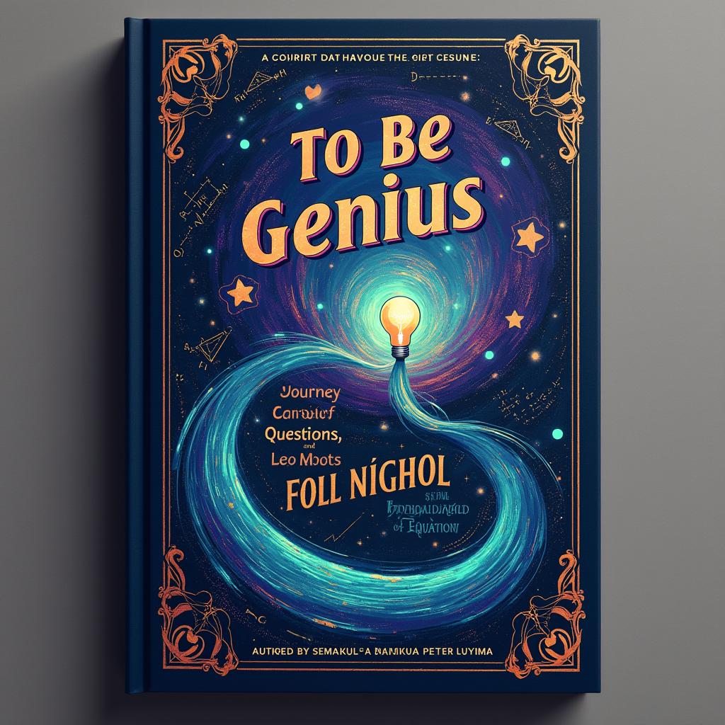 A captivating book cover design for 'To Be Genius: A Journey of Curiosity, Questions, and the Fourth Law of Equations'