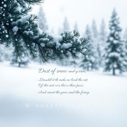 A beautifully designed poster featuring the theme of 'Dust of Snow' by Robert Frost