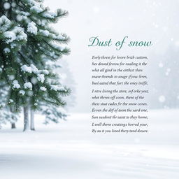 A beautifully designed poster featuring the theme of 'Dust of Snow' by Robert Frost