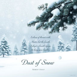 A beautifully designed poster featuring the theme of 'Dust of Snow' by Robert Frost