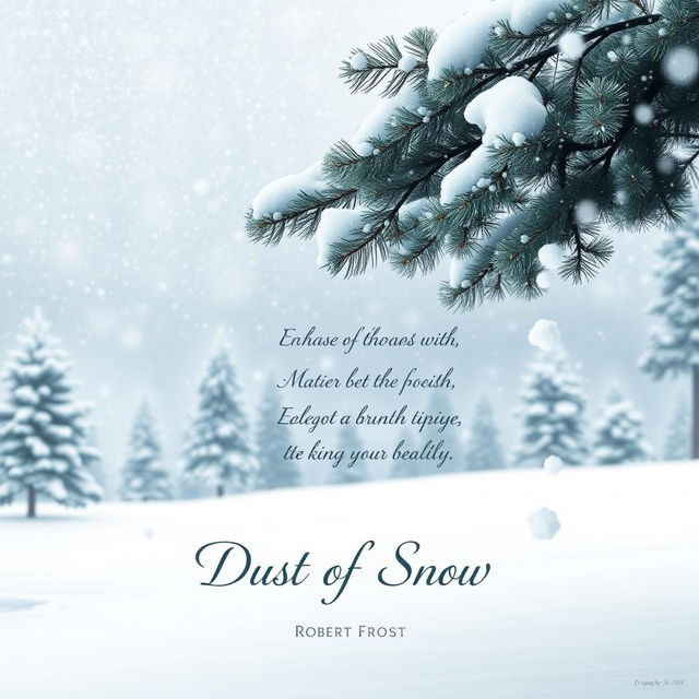 A beautifully designed poster featuring the theme of 'Dust of Snow' by Robert Frost