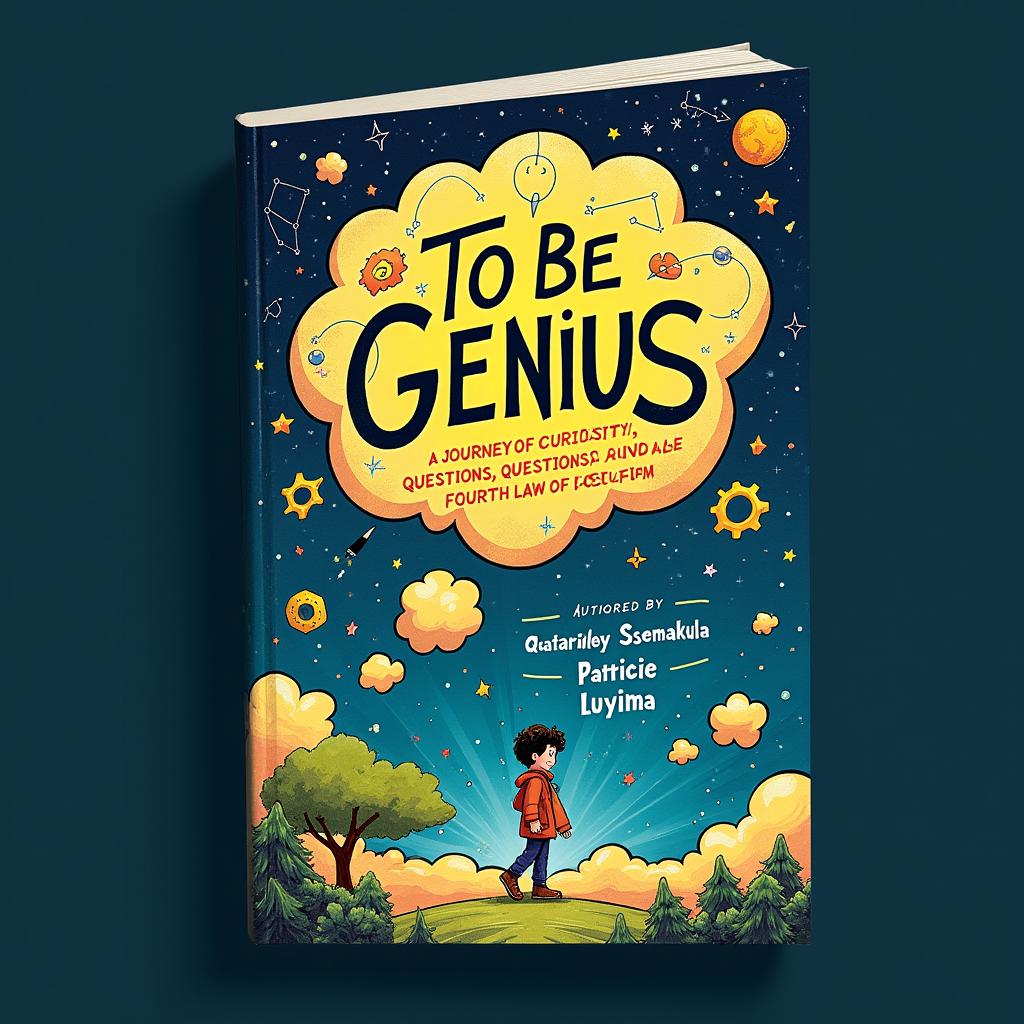 An eye-catching book cover design for 'To Be Genius: A Journey of Curiosity, Questions, and the Fourth Law of Equations'