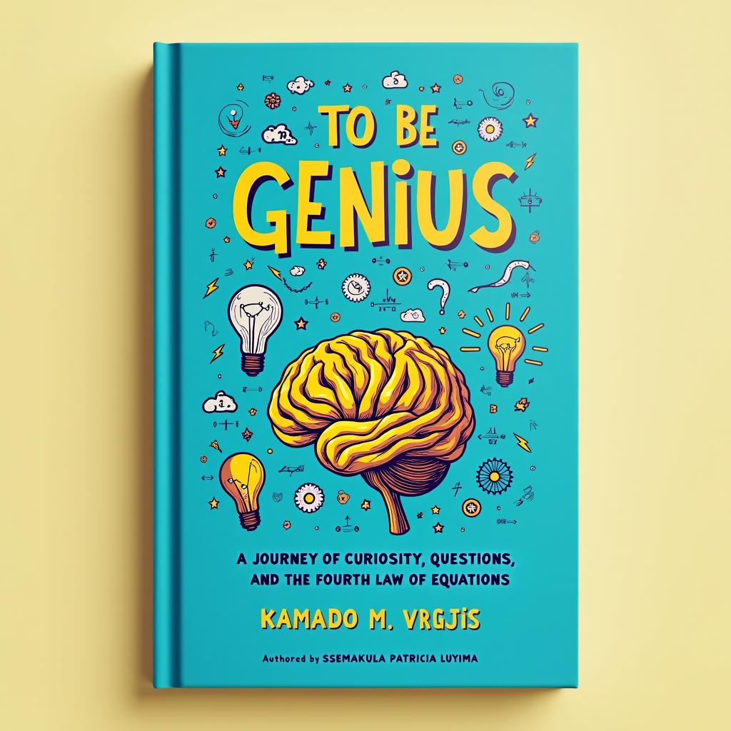 An imaginative book cover design for 'To Be Genius: A Journey of Curiosity, Questions, and the Fourth Law of Equations'