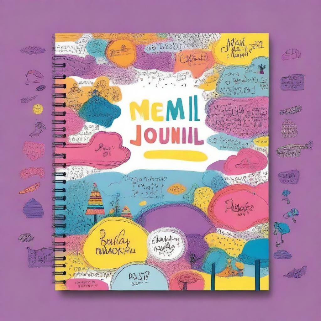 A high-resolution, digital art image of a vibrant and colorful kid's journal