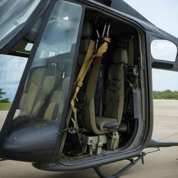 helicopter with mounted gun at open door