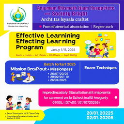A vibrant educational poster for 'Anjumam Khismathe Islam Hosapete Association With: Society Bright'