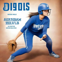 A high-quality digitally illustrated book cover featuring a softball player in a blue uniform emblazoned with the words 'Blue Devils'