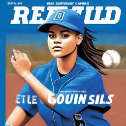 A vibrant, digital art book cover showcasing a softball player in a striking blue uniform, with 'Blue Devils' inscribed on it