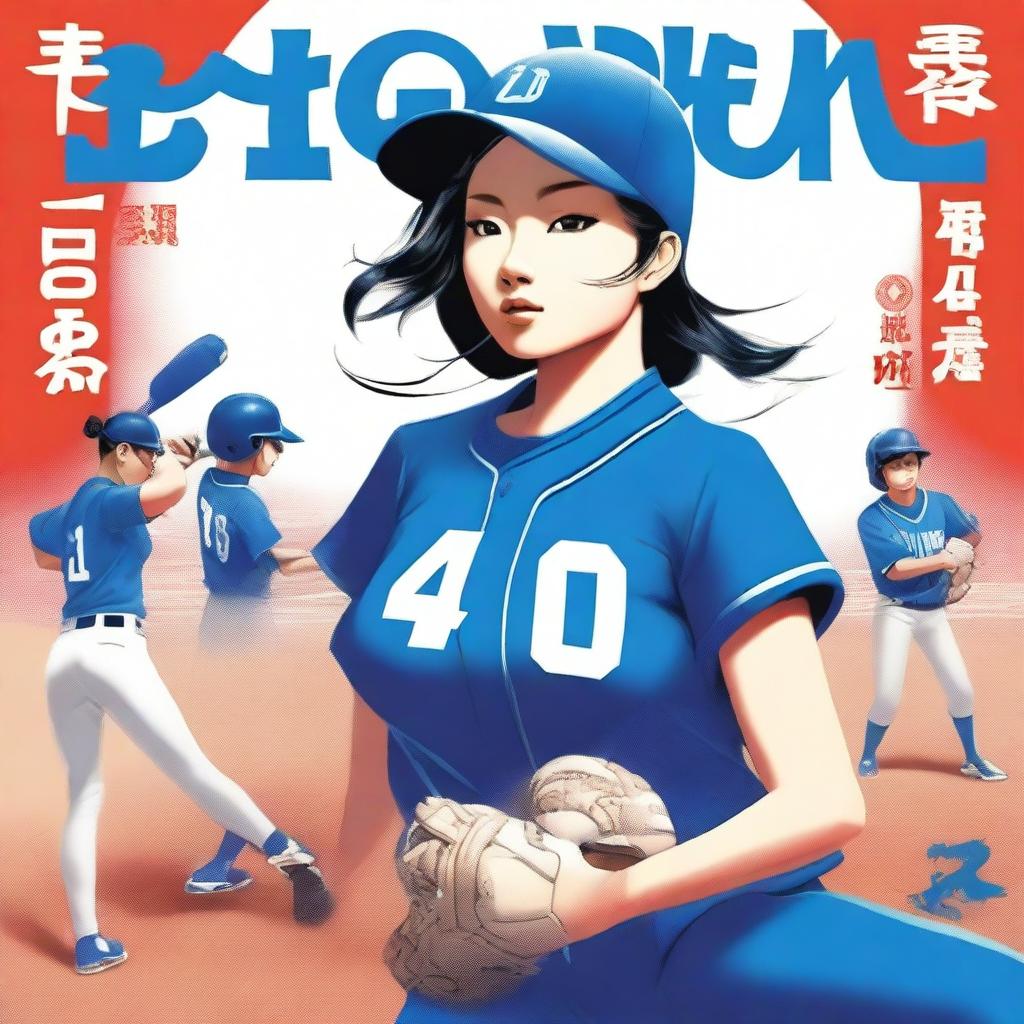 A top-notch digital art book cover presents a Chinese softball player in a bold blue uniform, with 'Blue Devils' emblazoned on it