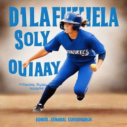 This is a digital art book cover of the highest quality, featuring a softball player in a blue uniform with 'Blue Devils' written across it