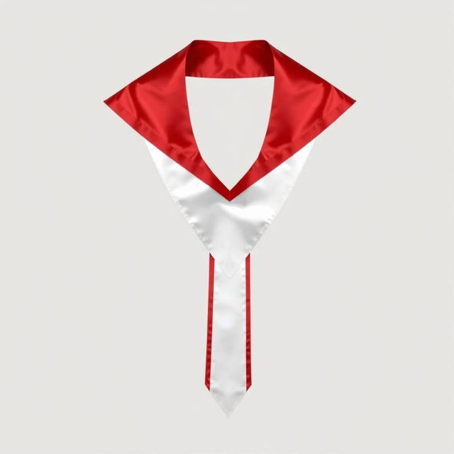 A graduation stole designed in a V-cross shape, featuring vibrant red and white colors