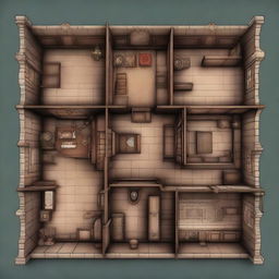 A highly detailed, top-down view of a grand mansion layout, intricately designed in the style of a Dungeons and Dragons map