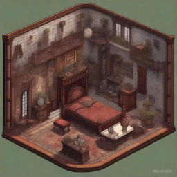 A collection of high-quality digital art pieces, each depicting a different room of a grand mansion, designed in the style of a Dungeons and Dragons map