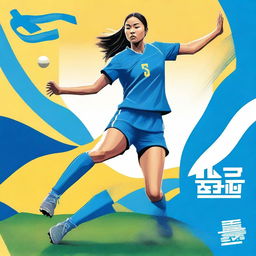 A digital art book cover, reminiscent of the style seen in 'Kicks' by Alex Morgan, features a Chinese softball player in a bright blue uniform