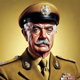 A realistic digital art portrait of Sean Connery, portrayed as Colonel Mustard from the Clue board game