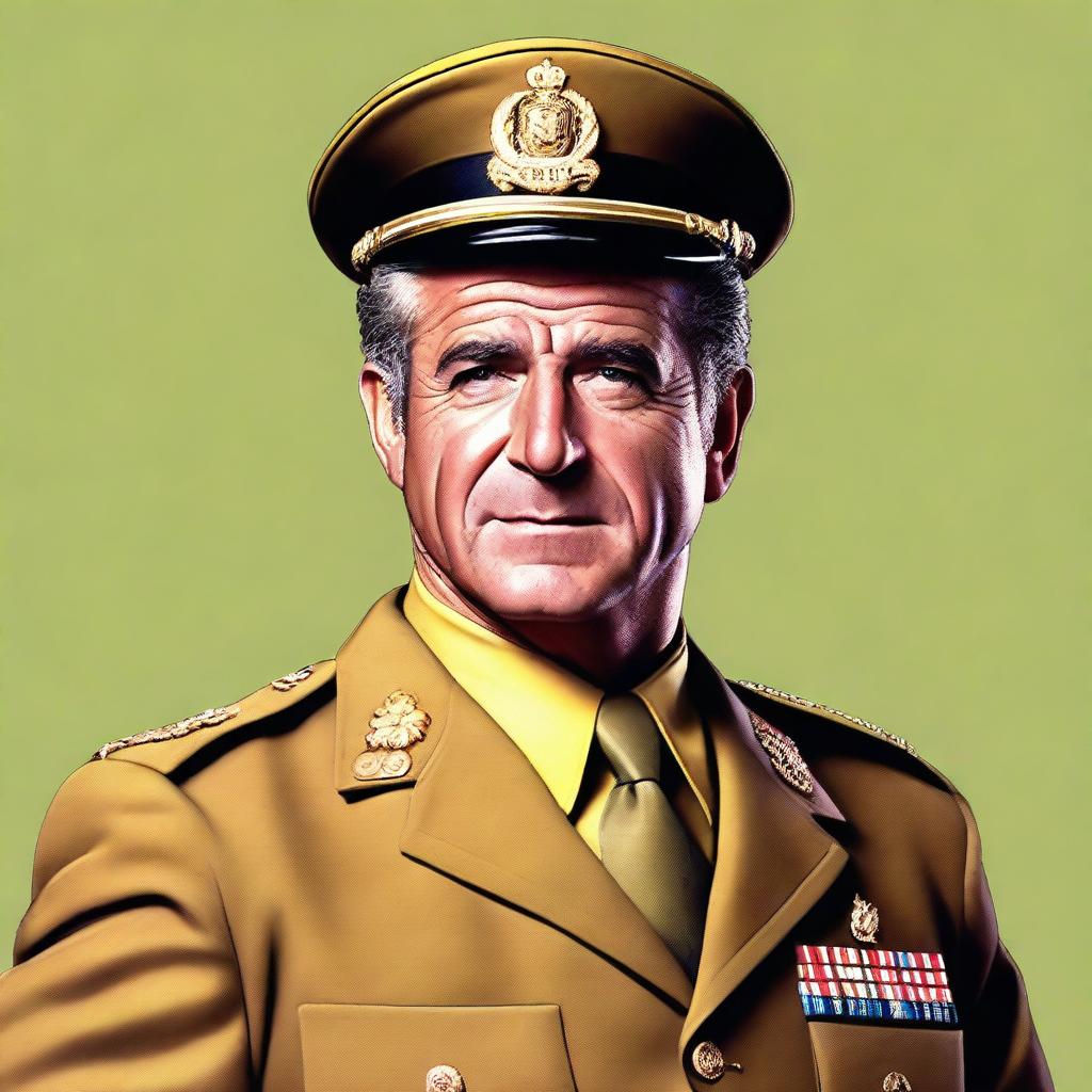 A realistic digital art portrait of Mel Gibson, portrayed as Colonel Mustard from the Clue board game