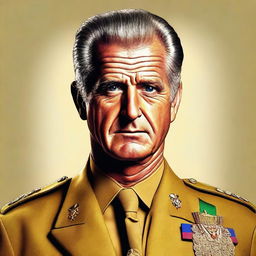 This is a detailed digital art portrait of a 50-year-old Mel Gibson, portrayed as Colonel Mustard from the Clue board game