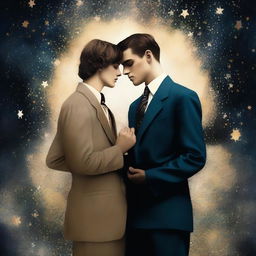 A top-quality digital art piece depicting the cover of a novel named 'Falling Like Stars' by AMB