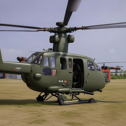 full length helicopter with gunner door open