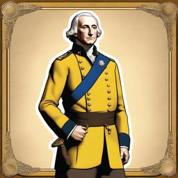 A high-quality digital art portrait of George Washington, portrayed as Colonel Mustard from the Clue board game