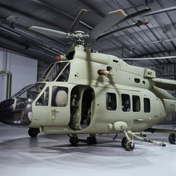 full length helicopter with gunner door open