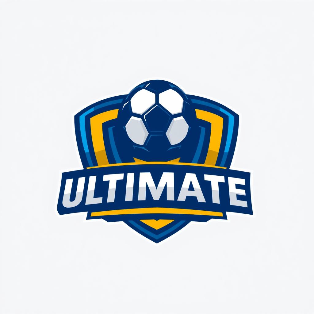 A dynamic and modern logo design for a football team named 'ULTIMATE FC'