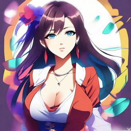 A digital art image showcasing an anime-style female character