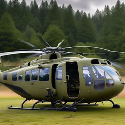 full length Rambo-style helicopter with gunner door open