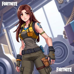 A digital illustration of the Fortnite character Jules, showcasing her unique design