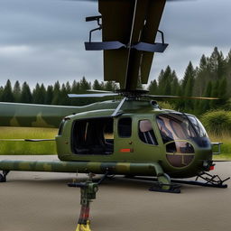 full length Rambo-style helicopter with gunner door open