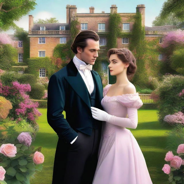 Create a digital art image of a regency romance scene