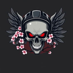 A striking logo design featuring a prominent skull wearing a bike helmet