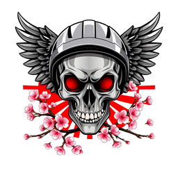 A striking logo design featuring a prominent skull wearing a bike helmet