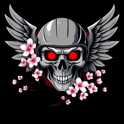 A striking logo design featuring a prominent skull wearing a bike helmet