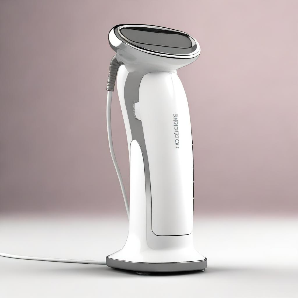 A high-quality 3D render of a medical hair removal device, designed in the style of modern Italian industrial design