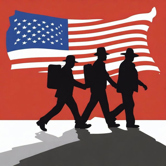 A high-quality vector graphic design symbolizing illegal immigration into the United States