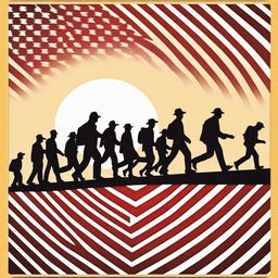 A simple, high-quality vector graphic design that symbolizes illegal immigration into the United States